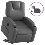 vidaXL Fotoliu rabatabil electric cu ridicare, gri, piele ecologică