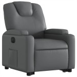 vidaXL Fotoliu rabatabil electric cu ridicare, gri, piele ecologică