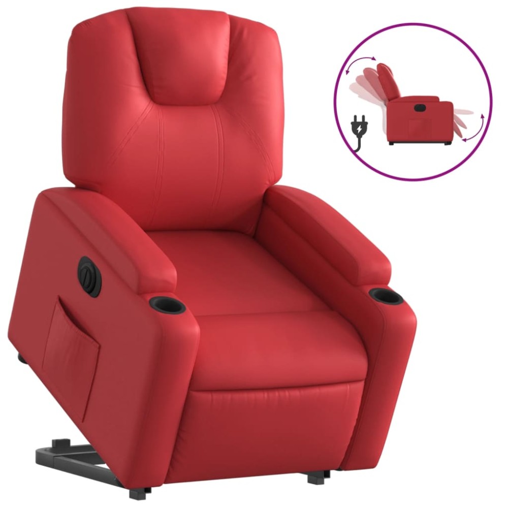 vidaXL Fotoliu rabatabil electric cu ridicare, roșu, piele ecologică
