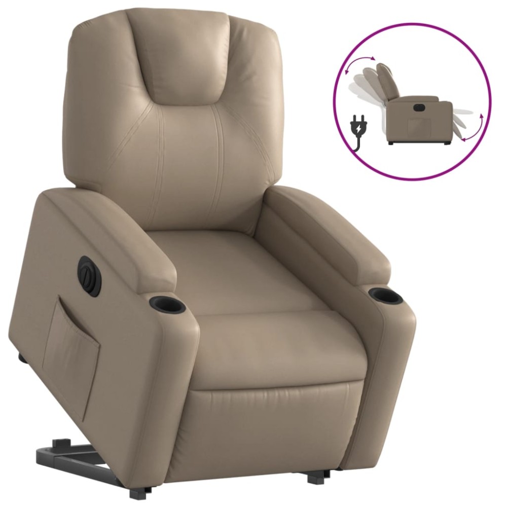 vidaXL Fotoliu rabatabil electric cu ridicare, cappuccino