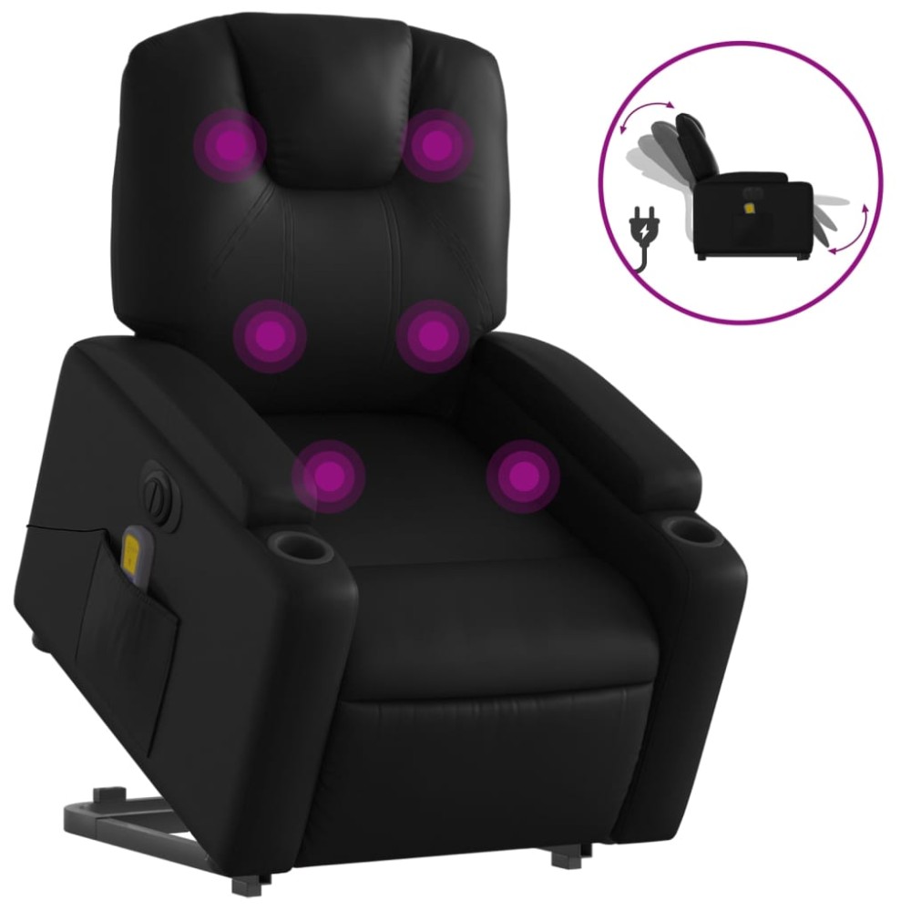 vidaXL Fotoliu electric masaj rabatabil cu ridicare, negru