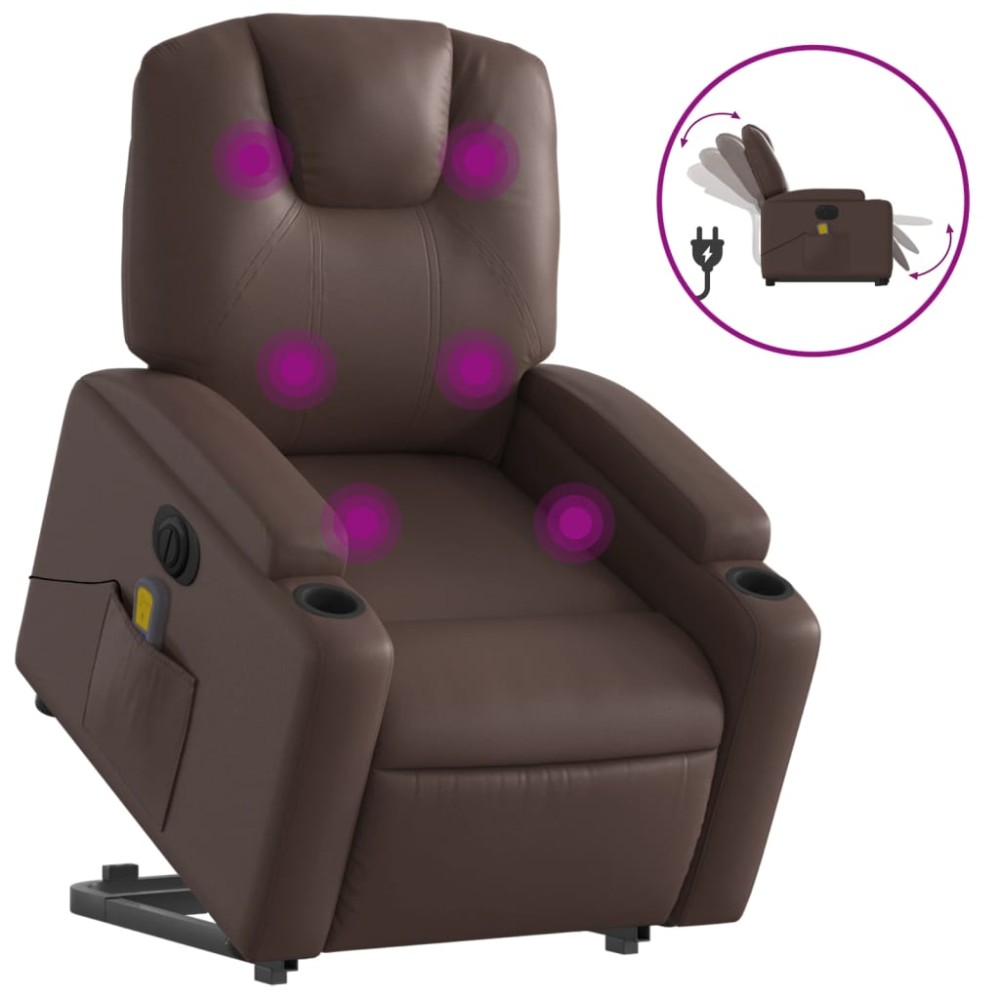 vidaXL Fotoliu electric masaj rabatabil cu ridicare, maro