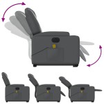 vidaXL Fotoliu masaj rabatabil electric cu ridicare, gri, piele eco