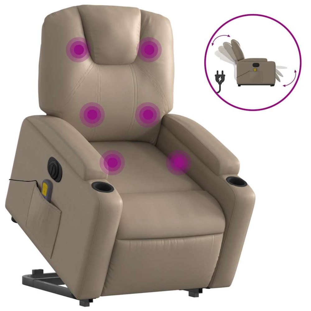 vidaXL Fotoliu electric masaj rabatabil cu ridicare, cappuccino