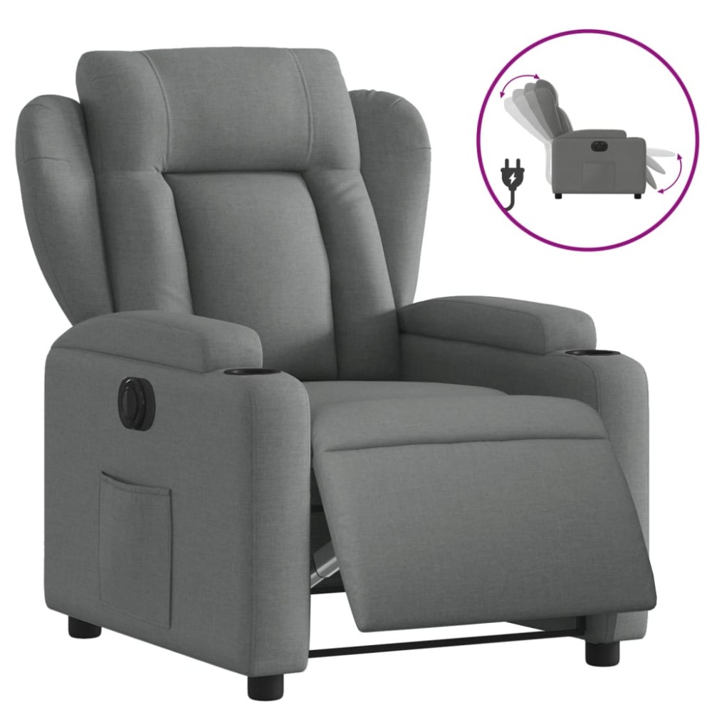 vidaXL Fotoliu rabatabil electric, gri închis, material textil