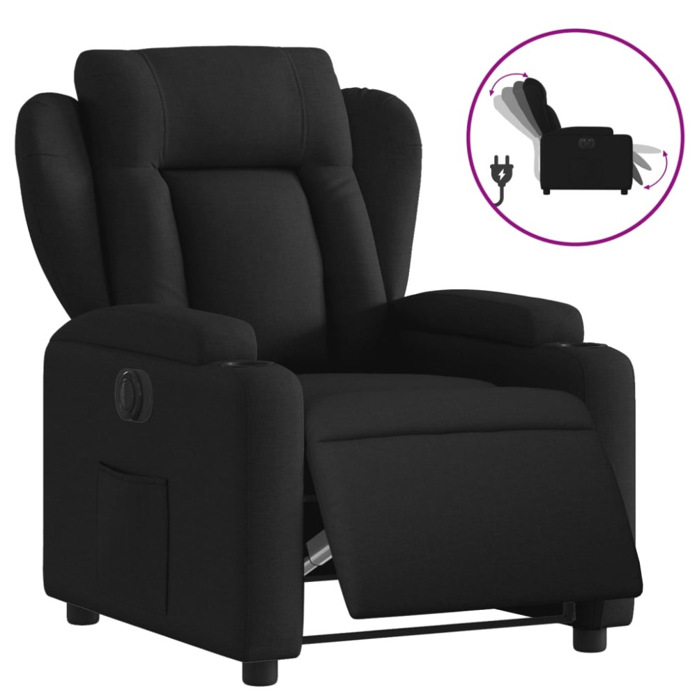 vidaXL Fotoliu rabatabil electric, negru, material textil