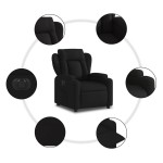 vidaXL Fotoliu rabatabil electric, negru, material textil