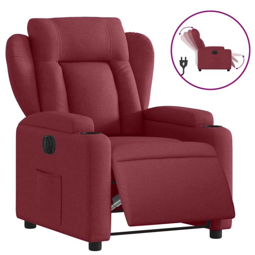 vidaXL Fotoliu rabatabil electric, roșu vin, material textil