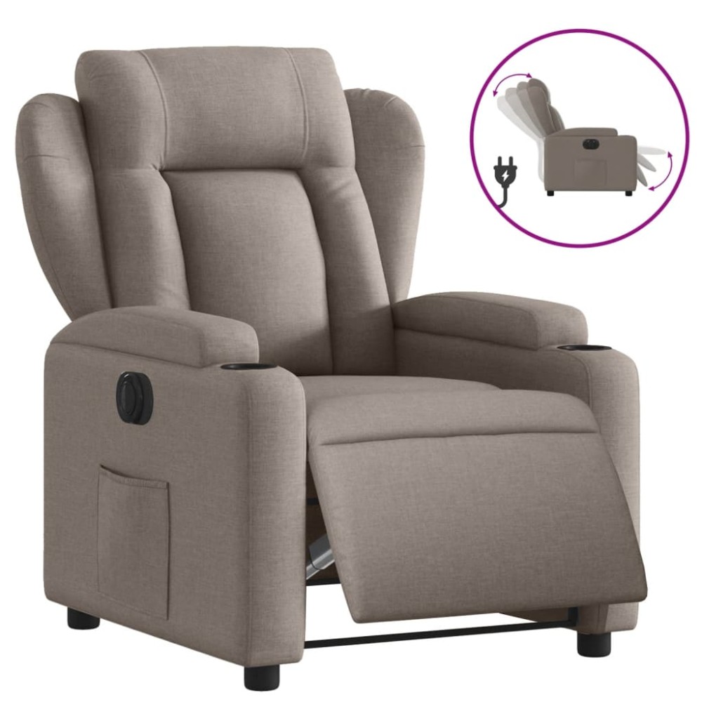 vidaXL Fotoliu rabatabil electric, gri taupe, material textil