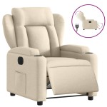 vidaXL Fotoliu rabatabil electric, crem, material textil