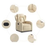 vidaXL Fotoliu rabatabil electric, crem, material textil
