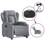 vidaXL Fotoliu electric de masaj rabatabil, gri deschis, microfibră