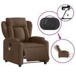 vidaXL Fotoliu electric de masaj rabatabil, maro, textil