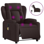 vidaXL Fotoliu electric de masaj rabatabil, maro închis, textil