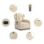 vidaXL Fotoliu electric de masaj rabatabil, crem, textil