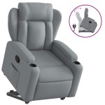 vidaXL Fotoliu rabatabil cu ridicare, gri deschis, material textil
