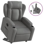 vidaXL Fotoliu rabatabil cu ridicare pe verticală, gri închis, textil