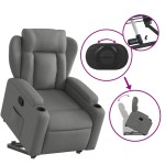 vidaXL Fotoliu rabatabil cu ridicare pe verticală, gri închis, textil