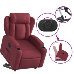 vidaXL Fotoliu rabatabil cu ridicare, roșu vin, material textil