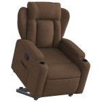 vidaXL Fotoliu rabatabil cu ridicare pe verticală, maro, textil