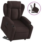 vidaXL Fotoliu rabatabil cu ridicare pe verticală, maro închis, textil
