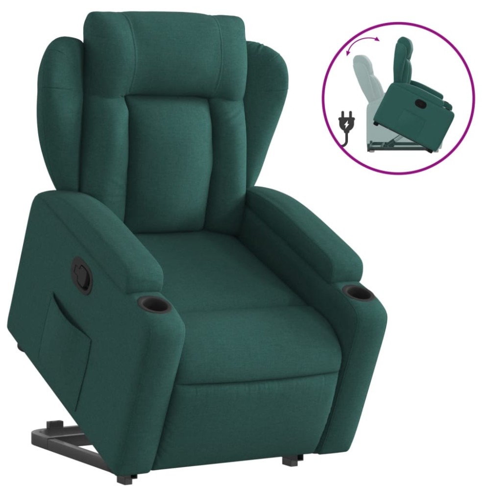 vidaXL Fotoliu rabatabil ridicare pe verticală, verde închis, textil
