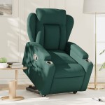 vidaXL Fotoliu rabatabil ridicare pe verticală, verde închis, textil vidaXL Fotoliu rabatabil ridicare pe verticală, verde închis, textil