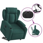 vidaXL Fotoliu rabatabil ridicare pe verticală, verde închis, textil vidaXL Fotoliu rabatabil ridicare pe verticală, verde închis, textil