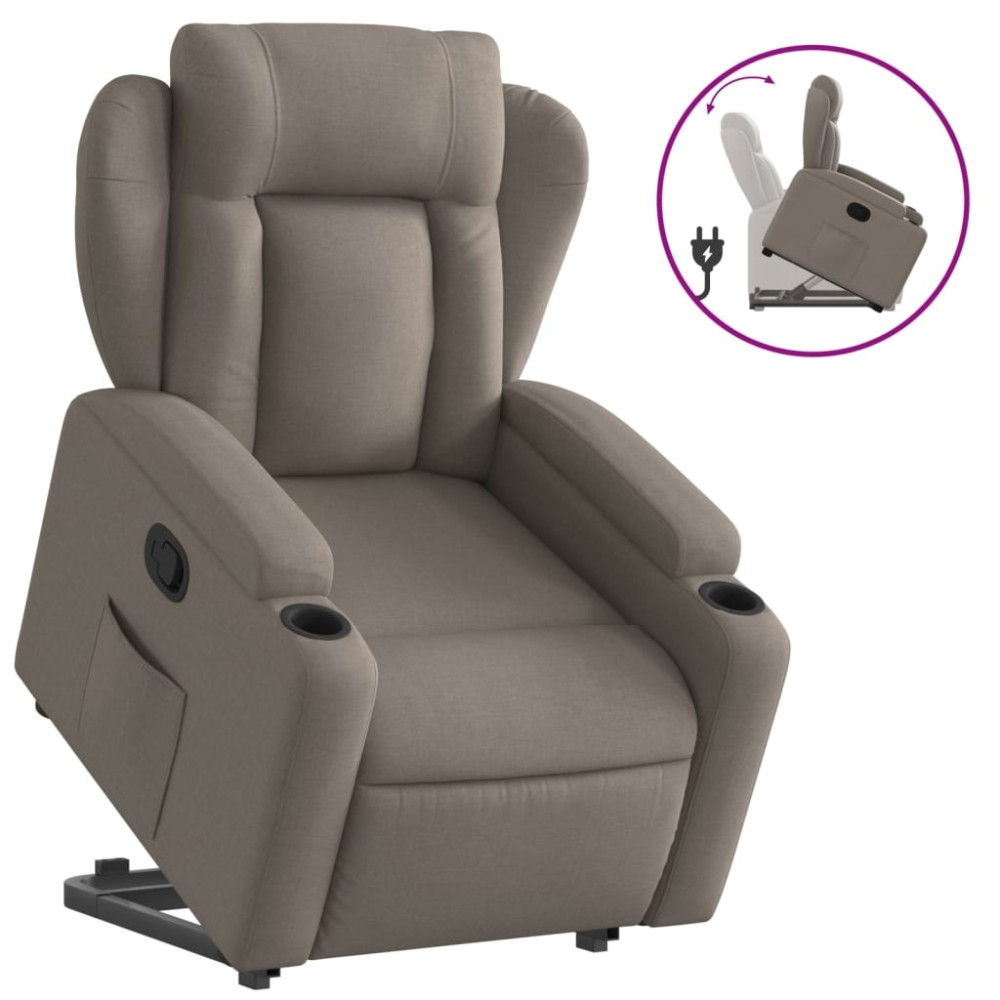 vidaXL Fotoliu rabatabil cu ridicare pe verticală, gri taupe, textil