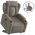 vidaXL Fotoliu rabatabil cu ridicare pe verticală, gri taupe, textil vidaXL Fotoliu rabatabil cu ridicare pe verticală, gri taupe, textil
