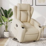 vidaXL Fotoliu rabatabil cu ridicare pe verticală, crem, textil