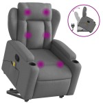 vidaXL Fotoliu de masaj rabatabil cu ridicare, gri închis, textil vidaXL Fotoliu de masaj rabatabil cu ridicare, gri închis, textil