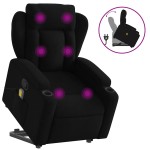 vidaXL Fotoliu rabatabil de masaj, cu ridicare, negru, material textil