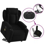 vidaXL Fotoliu rabatabil de masaj, cu ridicare, negru, material textil