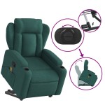 vidaXL Fotoliu rabatabil de masaj, cu ridicare, verde închis, textil
