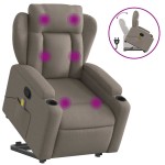 vidaXL Fotoliu rabatabil de masaj cu ridicare, gri taupe, textil