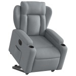 vidaXL Fotoliu electric rabatabil cu ridicare, gri deschis, textil