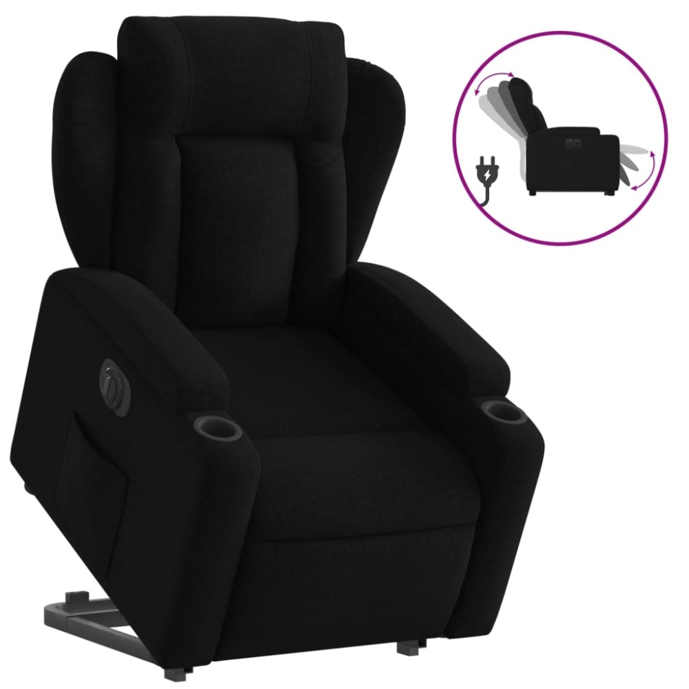 vidaXL Fotoliu electric rabatabil cu ridicare, negru, textil