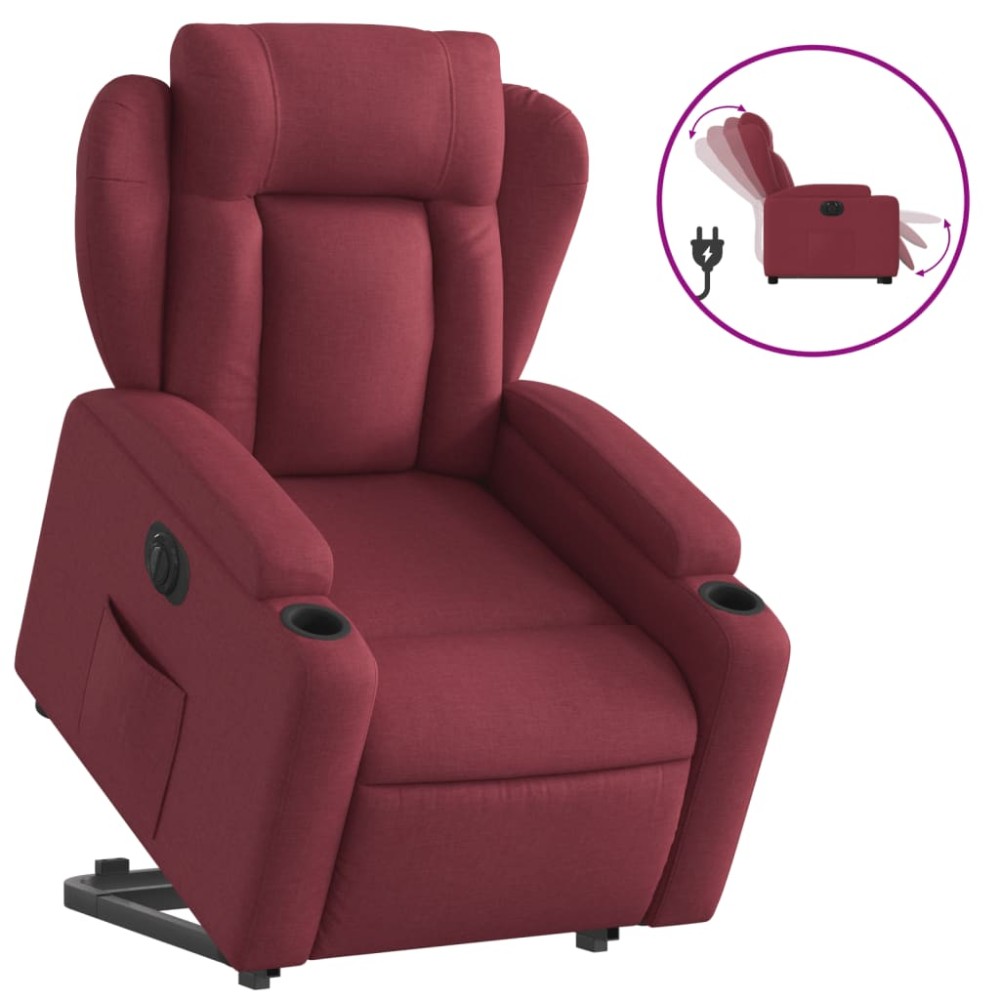 vidaXL Fotoliu electric rabatabil cu ridicare, roșu vin, textil