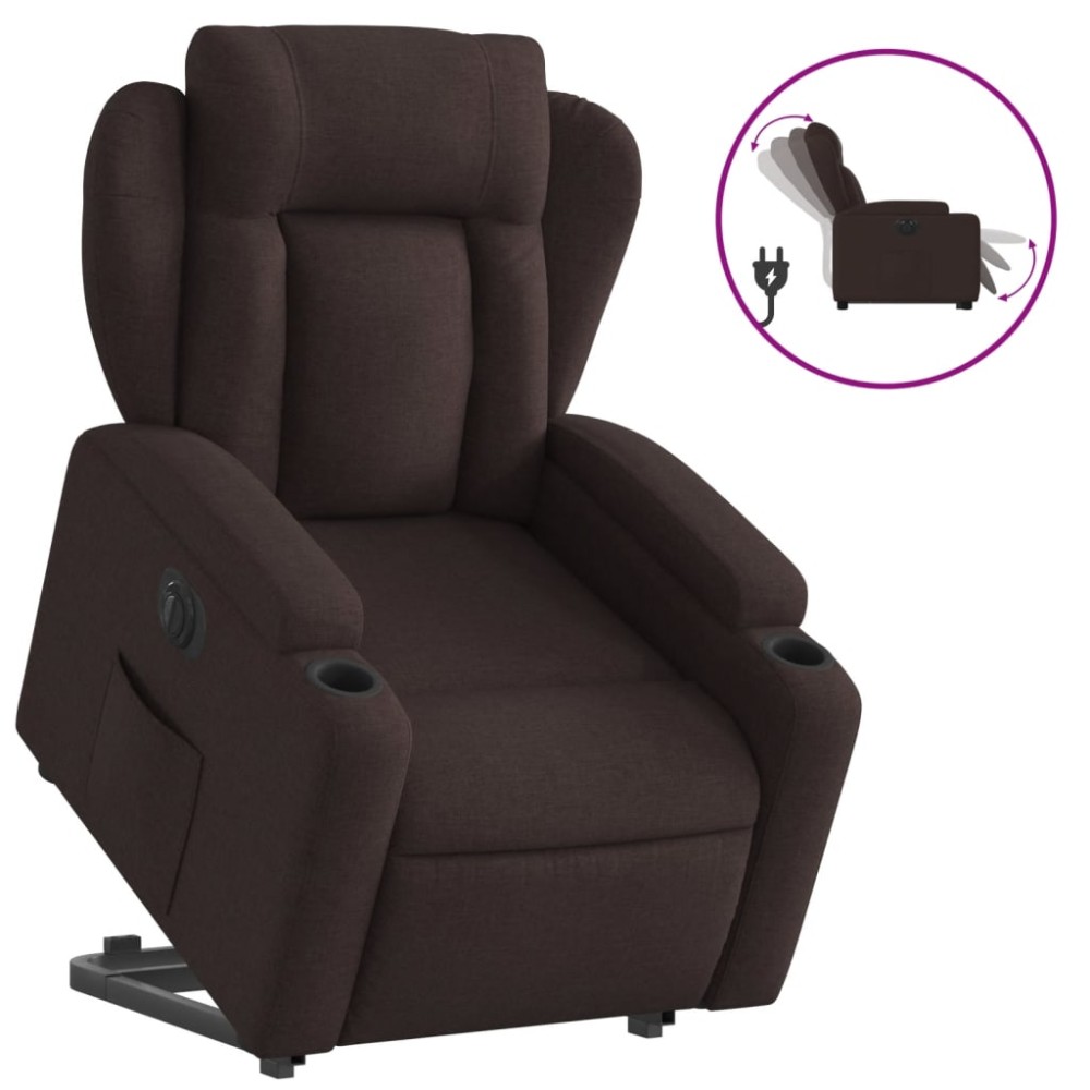vidaXL Fotoliu electric rabatabil cu ridicare, maro închis, textil