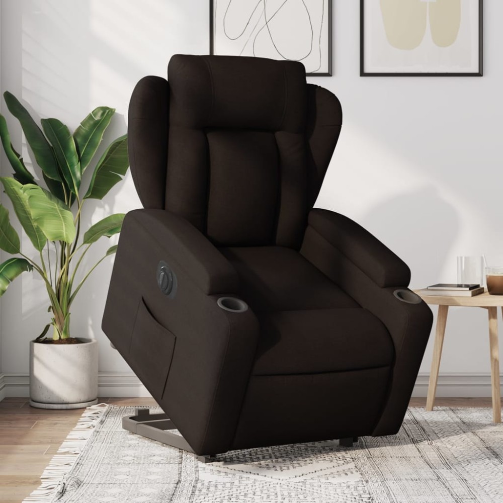 vidaXL Fotoliu electric rabatabil cu ridicare, maro închis, textil