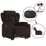 vidaXL Fotoliu electric rabatabil cu ridicare, maro închis, textil