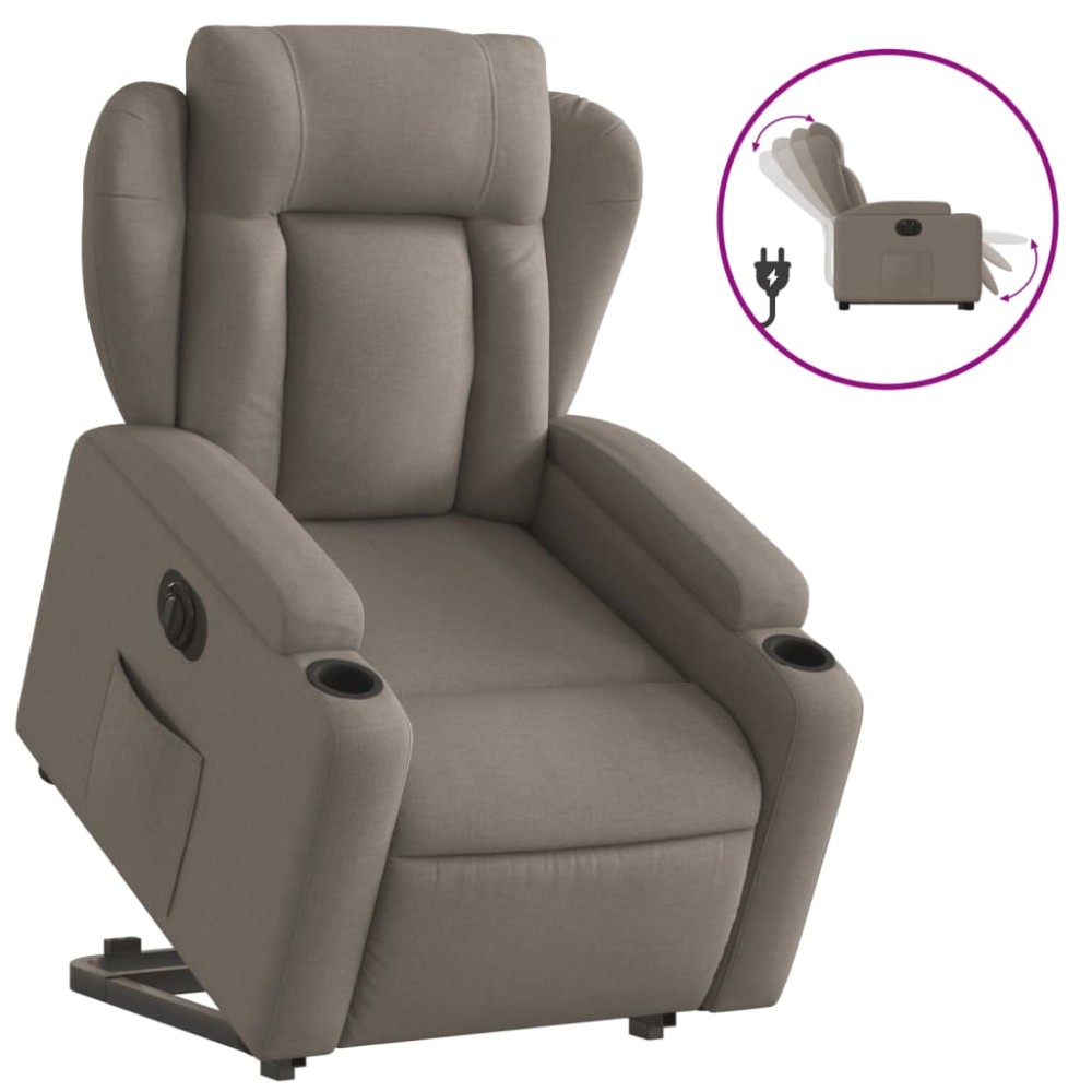 vidaXL Fotoliu electric rabatabil cu ridicare, gri taupe, textil