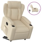 vidaXL Fotoliu electric rabatabil cu ridicare, crem, textil
