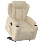 vidaXL Fotoliu electric rabatabil cu ridicare, crem, textil