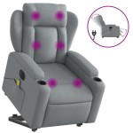 vidaXL Fotoliu electric masaj rabatabil cu ridicare, gri închis textil vidaXL Fotoliu electric masaj rabatabil cu ridicare, gri închis textil