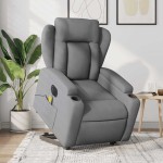 vidaXL Fotoliu electric masaj rabatabil cu ridicare, gri închis textil vidaXL Fotoliu electric masaj rabatabil cu ridicare, gri închis textil