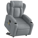 vidaXL Fotoliu electric masaj rabatabil cu ridicare, gri închis textil vidaXL Fotoliu electric masaj rabatabil cu ridicare, gri închis textil