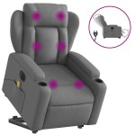 vidaXL Fotoliu electric masaj rabatabil cu ridicare, gri închis textil