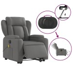vidaXL Fotoliu electric masaj rabatabil cu ridicare, gri închis textil